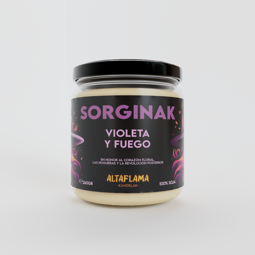 VELA_.0002 Sorginak - Violeta y Fuego (260gr)