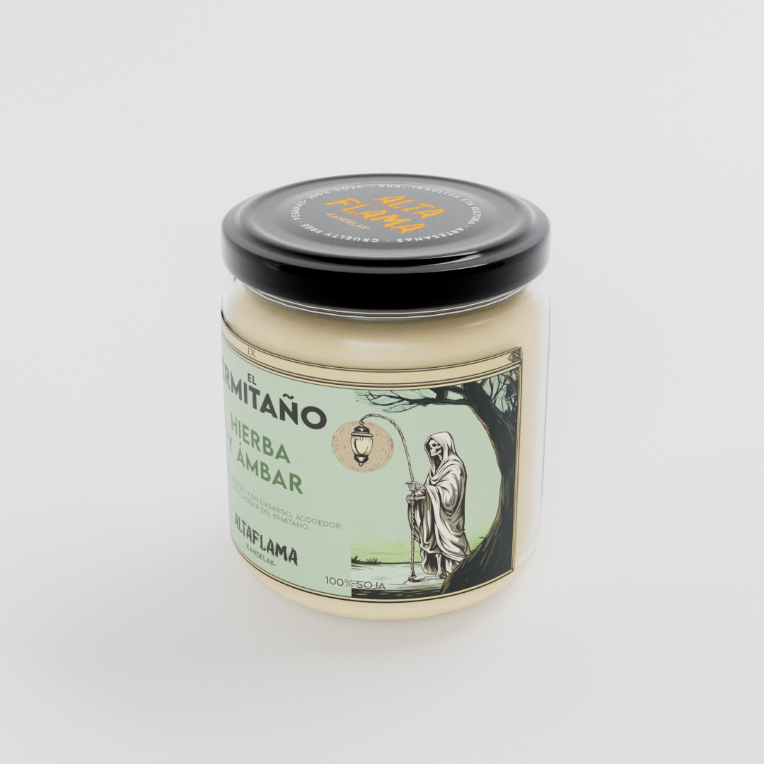 VELA_.0009 El Ermitaño - Ámbar y Hierba cortada (260gr)