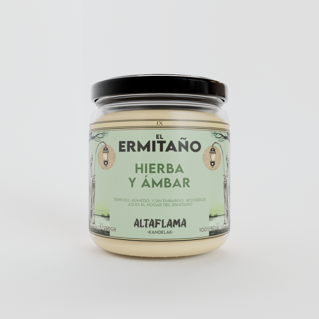 VELA_.0009 El Ermitaño - Ámbar y Hierba cortada (260gr)