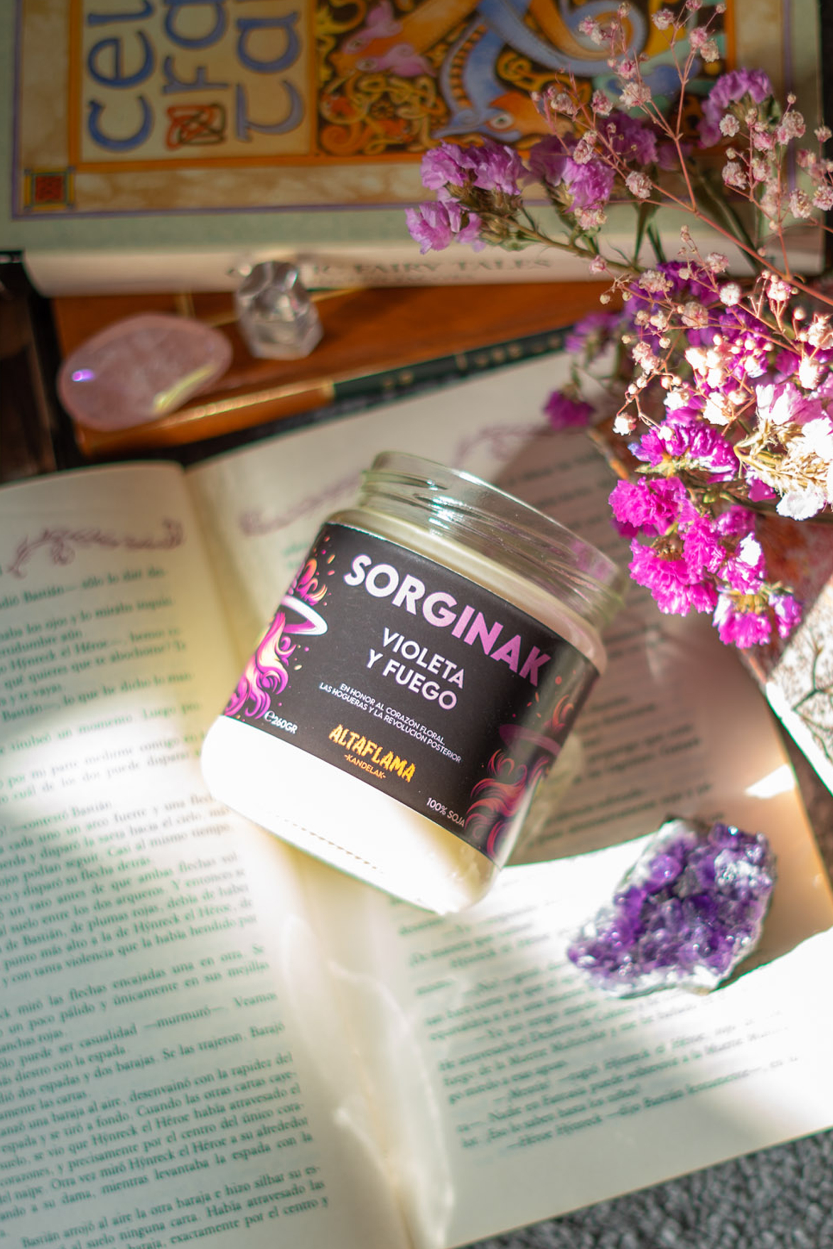 velitas (2) Sorginak - Violeta y Fuego (260gr)