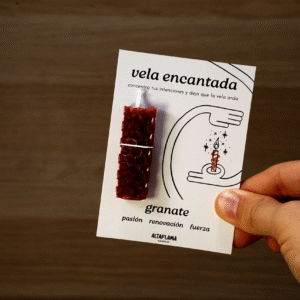 Vela encantada: Granate (pasión · renovación · fuerza)