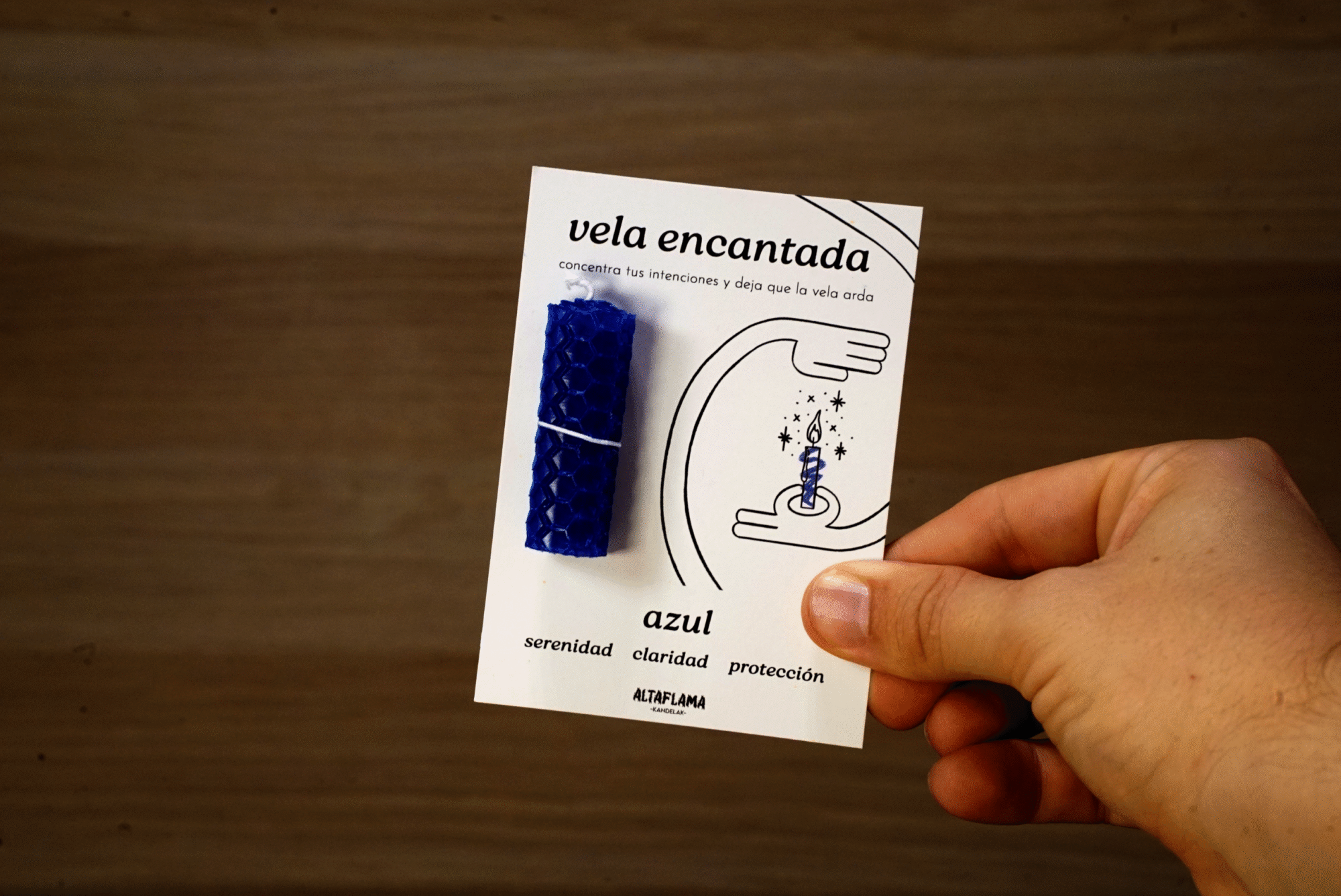 Vela encantada: Azul (serenidad · claridad · protección)