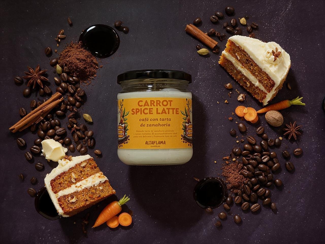 carrot spice latte vela soja artesana cafe contarta de zanahoria barista Carrot Spice Latte - Café con tarta de zanahoria (260gr)