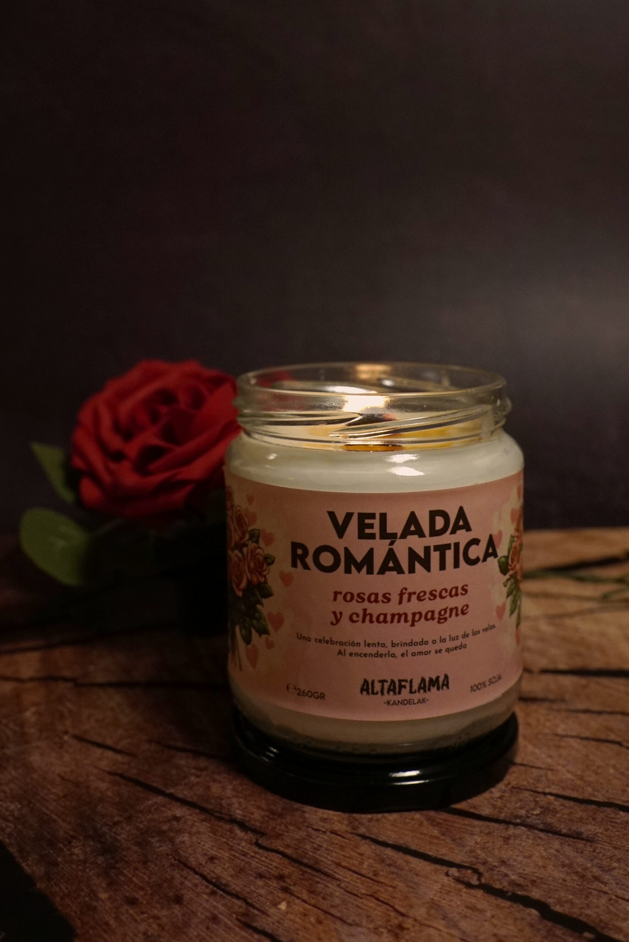 Velada Romántica - Rosas frescas y champagne (260gr)